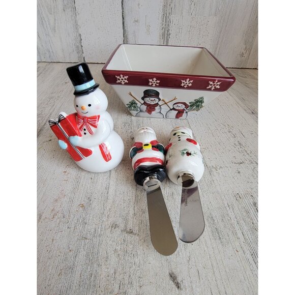 Variety snowman bowl spreader Santa figure Xmas decor home collection - Picture 1 of 13